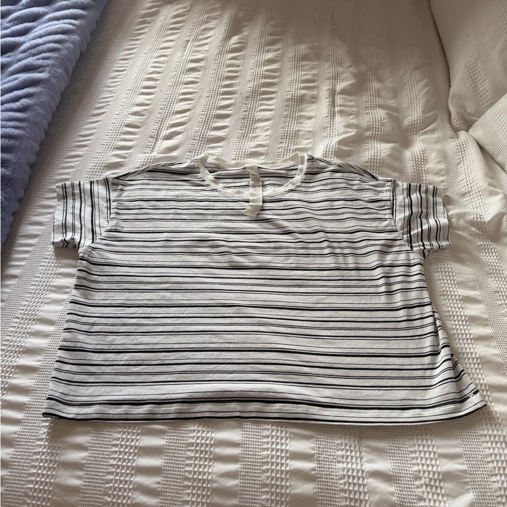 Lululemon Black and White Striped Tee